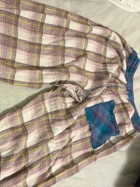 Plaid Patchwork Lounge Pants — Pink, Yellow & Blue